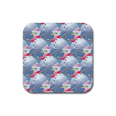 Christmas Snowman Rubber Coaster (square)  by Vaneshart