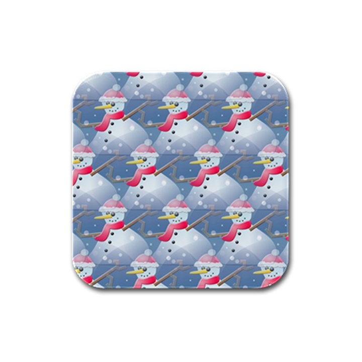 Christmas Snowman Rubber Square Coaster (4 pack) 