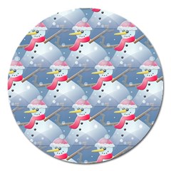 Christmas Snowman Magnet 5  (round) by Vaneshart