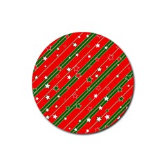 Christmas Paper Star Texture Rubber Coaster (round)  by Vaneshart