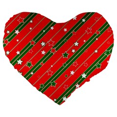 Christmas Paper Star Texture Large 19  Premium Flano Heart Shape Cushions by Vaneshart