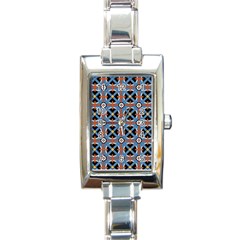 Pattern Weave Background Blue Red Black Rectangle Italian Charm Watch