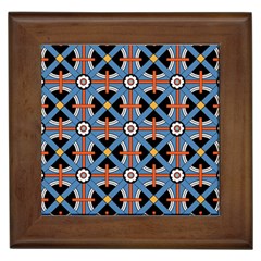 Pattern Weave Background Blue Red Black Framed Tile