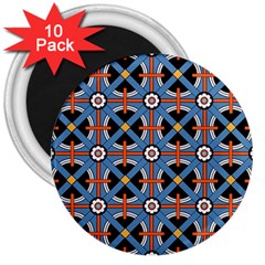 Pattern Weave Background Blue Red Black 3  Magnets (10 pack) 