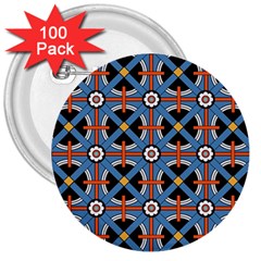 Pattern Weave Background Blue Red Black 3  Buttons (100 pack) 