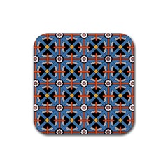 Pattern Weave Background Blue Red Black Rubber Coaster (Square) 