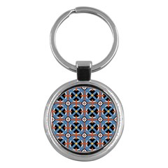 Pattern Weave Background Blue Red Black Key Chain (Round)