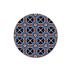 Pattern Weave Background Blue Red Black Rubber Round Coaster (4 pack) 