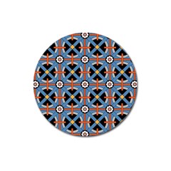 Pattern Weave Background Blue Red Black Magnet 3  (Round)