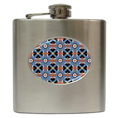 Pattern Weave Background Blue Red Black Hip Flask (6 oz)