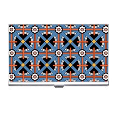 Pattern Weave Background Blue Red Black Business Card Holder