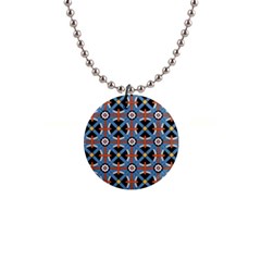 Pattern Weave Background Blue Red Black 1  Button Necklace