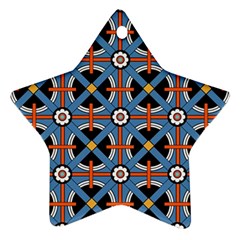 Pattern Weave Background Blue Red Black Star Ornament (Two Sides)