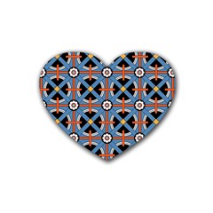 Pattern Weave Background Blue Red Black Rubber Coaster (Heart) 