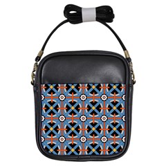 Pattern Weave Background Blue Red Black Girls Sling Bag