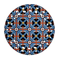 Pattern Weave Background Blue Red Black Ornament (Round Filigree)