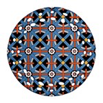 Pattern Weave Background Blue Red Black Round Filigree Ornament (Two Sides) Front