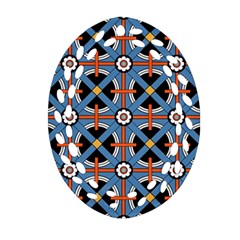 Pattern Weave Background Blue Red Black Ornament (Oval Filigree)