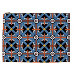 Pattern Weave Background Blue Red Black Cosmetic Bag (XXL)