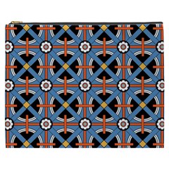 Pattern Weave Background Blue Red Black Cosmetic Bag (XXXL)