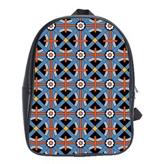 Pattern Weave Background Blue Red Black School Bag (XL)