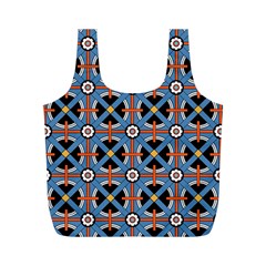 Pattern Weave Background Blue Red Black Full Print Recycle Bag (M)