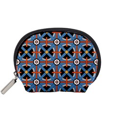 Pattern Weave Background Blue Red Black Accessory Pouch (Small)