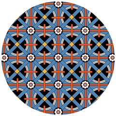 Pattern Weave Background Blue Red Black Wooden Puzzle Round