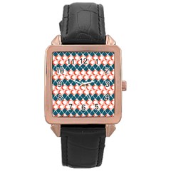 Abstract Seamless Pattern Graphic Lines Vintage Background Grunge Diamond Square Rose Gold Leather Watch  by Vaneshart