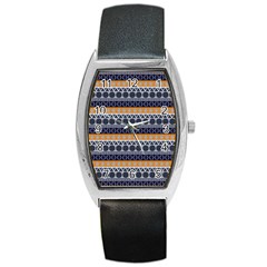 Abstract Seamless,pattern Graphic Lines Vintage Background Grunge Diamond Square Barrel Style Metal Watch by Vaneshart