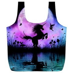 Wonderful Unicorn With Fairy In The Night Full Print Recycle Bag (xl) by FantasyWorld7