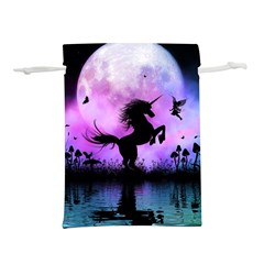 Wonderful Unicorn With Fairy In The Night Lightweight Drawstring Pouch (m) by FantasyWorld7