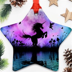 Wonderful Unicorn With Fairy In The Night Ornament (star) by FantasyWorld7