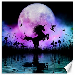 Wonderful Unicorn With Fairy In The Night Canvas 20  X 20  by FantasyWorld7