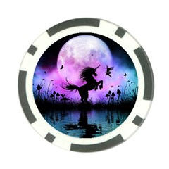 Wonderful Unicorn With Fairy In The Night Poker Chip Card Guard by FantasyWorld7