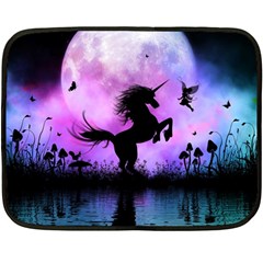 Wonderful Unicorn With Fairy In The Night Fleece Blanket (mini) by FantasyWorld7