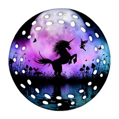 Wonderful Unicorn With Fairy In The Night Round Filigree Ornament (two Sides) by FantasyWorld7