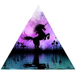 Wonderful Unicorn With Fairy In The Night Wooden Puzzle Triangle