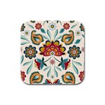 Baatik Print  Rubber Square Coaster (4 pack)  Front