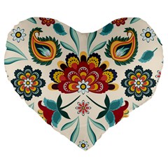 Baatik Print  Large 19  Premium Heart Shape Cushions by designsbymallika