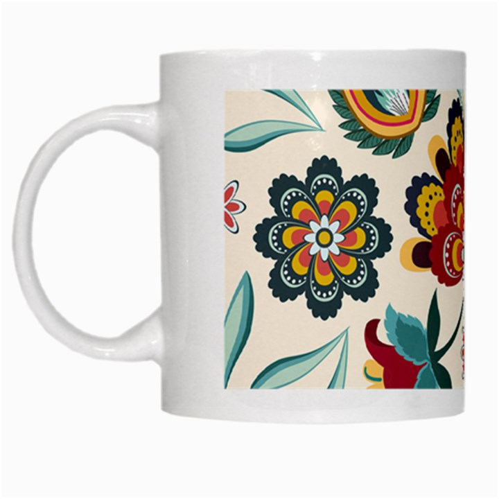 Baatik Print  White Mugs