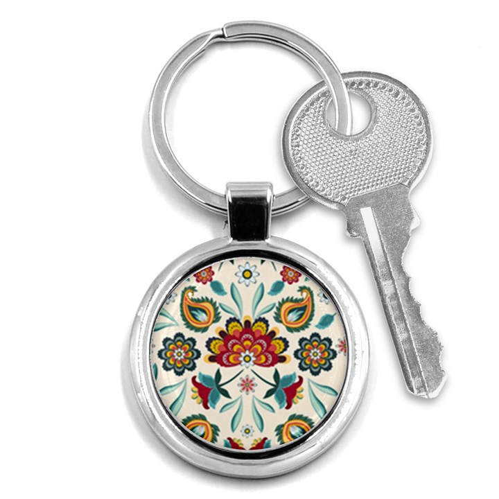 Baatik Print  Key Chain (Round)