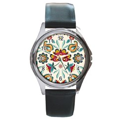 Baatik Print  Round Metal Watch