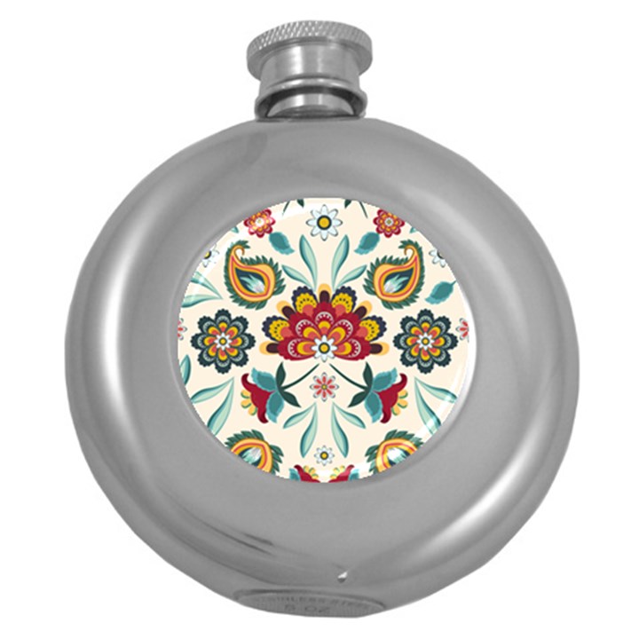 Baatik Print  Round Hip Flask (5 oz)