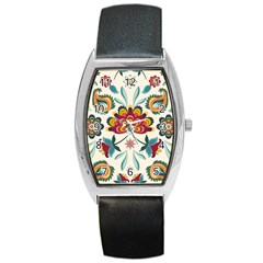 Baatik Print  Barrel Style Metal Watch