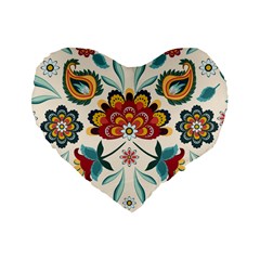 Baatik Print  Standard 16  Premium Flano Heart Shape Cushions