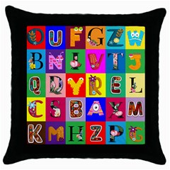 Alphabet Pattern Throw Pillow Case (black) by designsbymallika