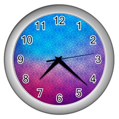 Blue Pink Shade Wall Clock (silver) by designsbymallika