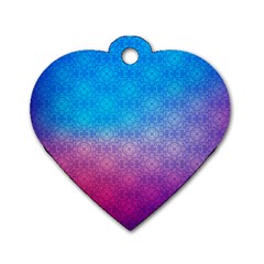 Blue Pink Shade Dog Tag Heart (two Sides) by designsbymallika