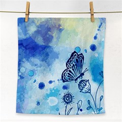 Blue Shaded Design Face Towel by designsbymallika